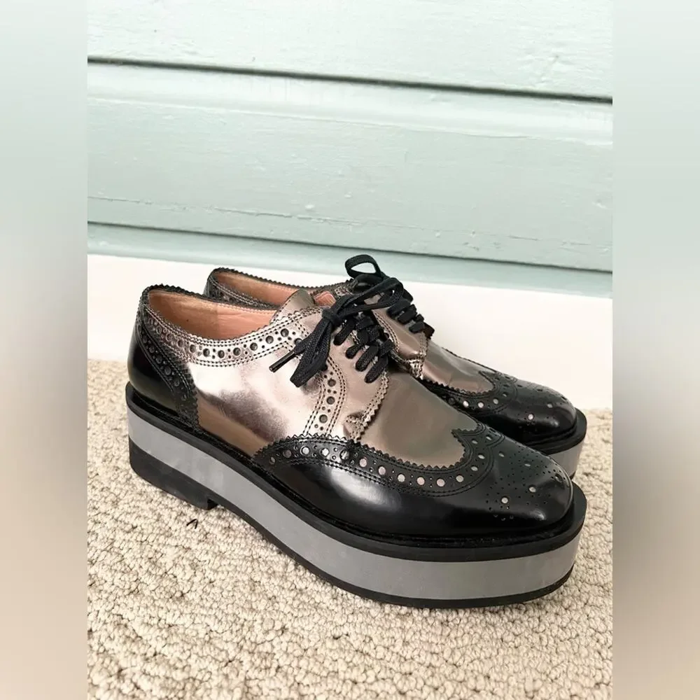Robert clergerie metallic Oxford loafer platforms size 8 8.5